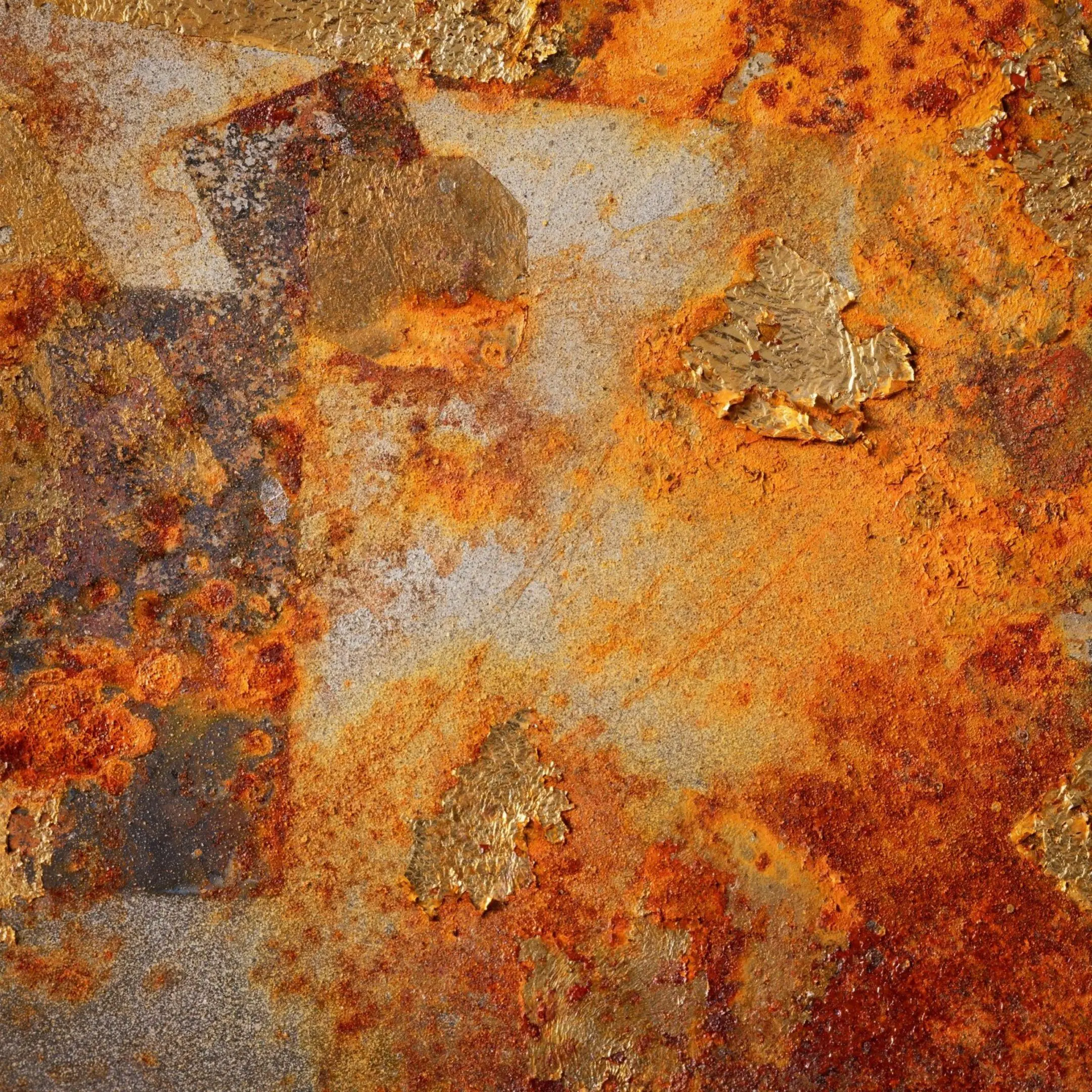 Rusty metal surface with peeling paint.
