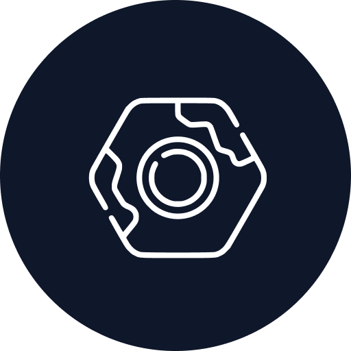 Hexagonal nut outline on dark background.